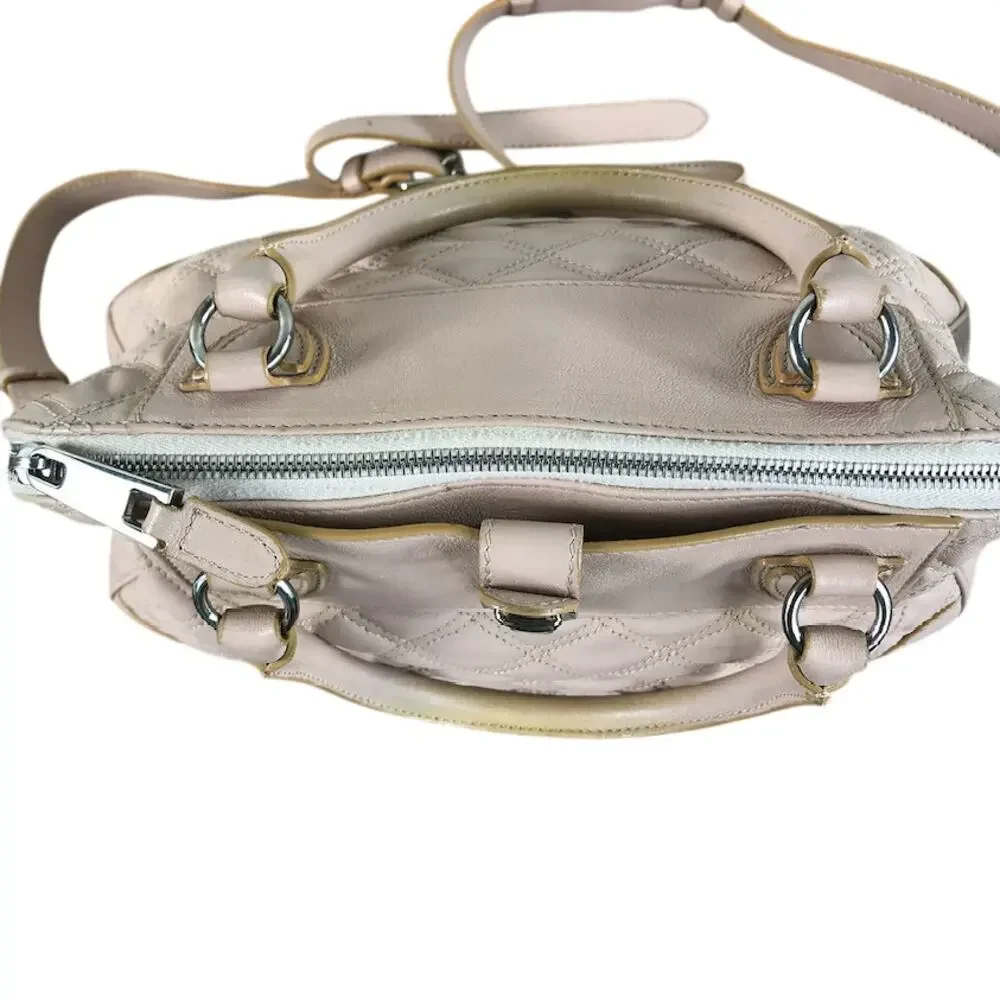 MARC JACOBS Whitney Quilted Leather Satchel Bag Blush Old Money Made In Italy